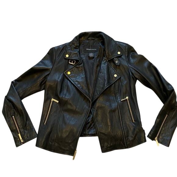 Moda International Jackets & Blazers - VTG Moda International Black Leather Motor Jacket Y2K Biker Size Small